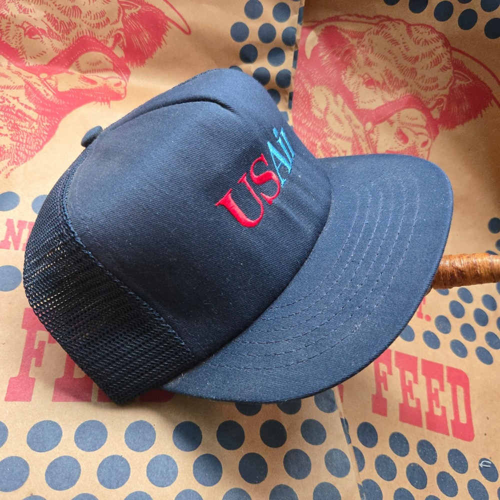VTG Swingster USAir Airline Hat Navy Blue Aviation OSFA Mesh Back Snapback USA - Picture 3 of 7